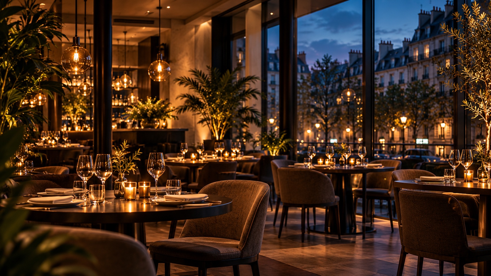 La salle chaleureuse du restaurant